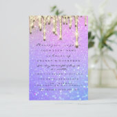 Invitation Mariage Fête Douze Ans Rose Paillettes Holographiq (Debout devant)
