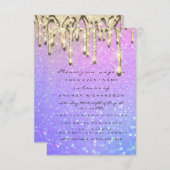 Invitation Mariage Fête Douze Ans Rose Paillettes Holographiq (Devant / Derrière)