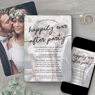 Invitation Mariage fête du "Heureux à tout jamais" Photo élég