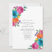 Invitation Mariage Fête Florale Aquarelle (Devant)