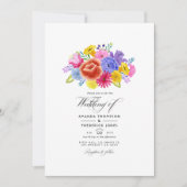 Invitation Mariage Fête Florale Aquarelle (Devant)