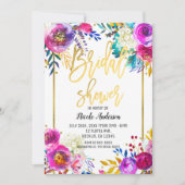 Invitation Mariage Fête Or Script Gras Aquarelle Floral (Devant)
