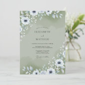 Invitation Mariage Feuillage Anémone Sage (Debout devant)
