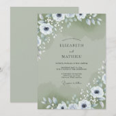 Invitation Mariage Feuillage Anémone Sage (Devant / Derrière)