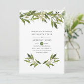 Invitation Mariage Feuillage Aquarelle (Debout devant)