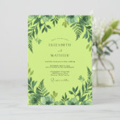 Invitation Mariage Feuillage Aquarelle Citron Vert (Debout devant)