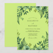 Invitation Mariage Feuillage Aquarelle Citron Vert (Devant / Derrière)