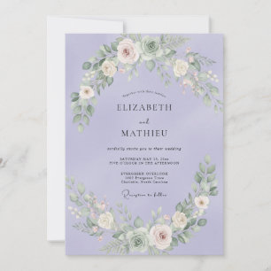 Invitation Mariage Feuillage Aquarelle Pervenche