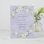 Invitation Mariage Feuillage Aquarelle Pervenche (Debout devant)