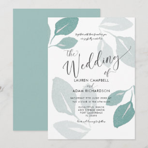 Invitation Mariage Feuillage Aquarelle Vert de Gris
