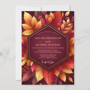Invitation Mariage Feuillage Automnal Bourgogne