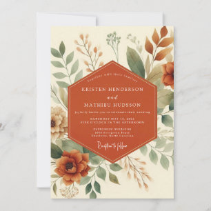 Invitation Mariage Feuillage Automnal Terracotta