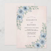 Invitation Mariage Feuillage Bleuet de Jardin (Devant / Derrière)