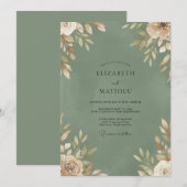 Invitation Mariage Feuillage Champagne Mousse (Devant / Derrière)