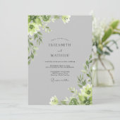 Invitation Mariage Feuillage Chartreuse Argenté (Debout devant)