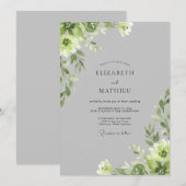Invitation Mariage Feuillage Chartreuse Argenté (Devant / Derrière)