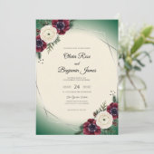 Invitation Mariage Feuillage d'Anémone Bordeaux (Debout devant)