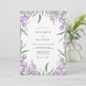 Invitation Mariage Feuillage de Baie d'Améthyste (Debout devant)