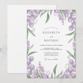 Invitation Mariage Feuillage de Baie d'Améthyste (Devant / Derrière)