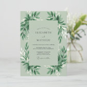 Invitation Mariage Feuillage de Menthe Verdure (Debout devant)