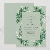 Invitation Mariage Feuillage de Menthe Verdure (Devant / Derrière)