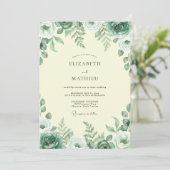 Invitation Mariage Feuillage de Mousse Crème (Debout devant)