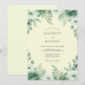 Invitation Mariage Feuillage de Mousse Crème (Devant / Derrière)
