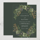 Invitation Mariage Feuillage de Prunier Olive Sage (Devant / Derrière)