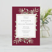 Invitation Mariage Feuillage de Verdure à l'Aquarelle en Bour (Debout devant)