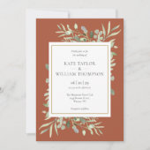 Invitation Mariage Feuillage de Verdure en Terracotta Or (Devant)
