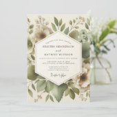 Invitation Mariage Feuillage Éthéré Sage (Debout devant)