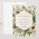 Invitation Mariage Feuillage Éthéré Sage (Devant / Derrière)