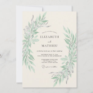 Invitation Mariage Feuillage Éthéré Vert Sauge