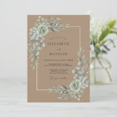 Invitation Mariage Feuillage Eucalyptus Sable (Debout devant)