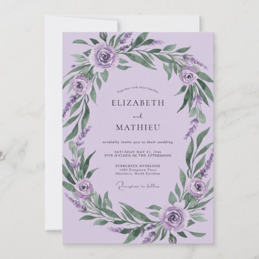 Invitation Mariage Feuillage Feuilles d'Orchidée (Devant)