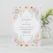 Invitation Mariage Feuillage Fleur de Blush (Debout devant)