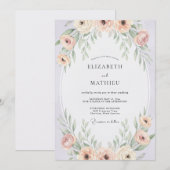 Invitation Mariage Feuillage Fleur de Blush (Devant / Derrière)