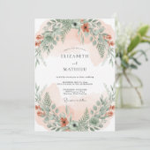 Invitation Mariage Feuillage Fougère Abricot (Debout devant)