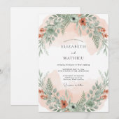 Invitation Mariage Feuillage Fougère Abricot (Devant / Derrière)