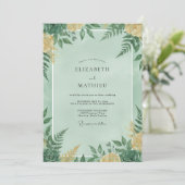 Invitation Mariage Feuillage Fougère Menthe (Debout devant)