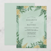 Invitation Mariage Feuillage Fougère Menthe (Devant / Derrière)