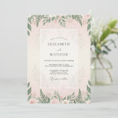 Invitation Mariage Feuillage Fougère Rose (Debout devant)