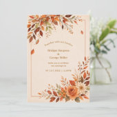 Invitation Mariage Feuillage Orange Automne Rustique (Debout devant)
