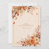 Invitation Mariage Feuillage Orange Automne Rustique (Dos)