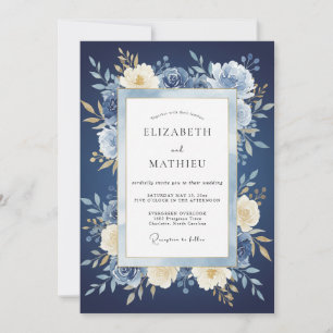Invitation Mariage Feuillage Peint à Minuit