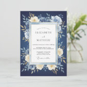Invitation Mariage Feuillage Peint à Minuit (Debout devant)