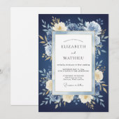 Invitation Mariage Feuillage Peint à Minuit (Devant / Derrière)