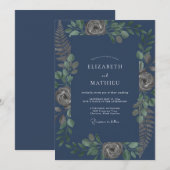 Invitation Mariage Feuillage Peint en Acier (Devant / Derrière)