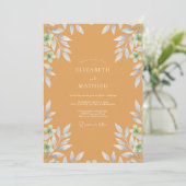 Invitation Mariage Feuillage Peint en Ocre (Debout devant)