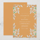 Invitation Mariage Feuillage Peint en Ocre (Devant / Derrière)